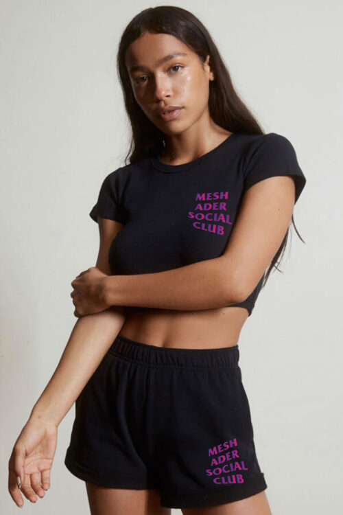 Crop Top + Short Set (Black Purple Lantana)