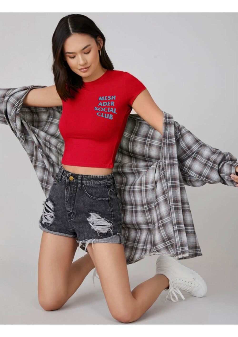 Red Spider Web Crop Top (Slim Fit) - Image 3
